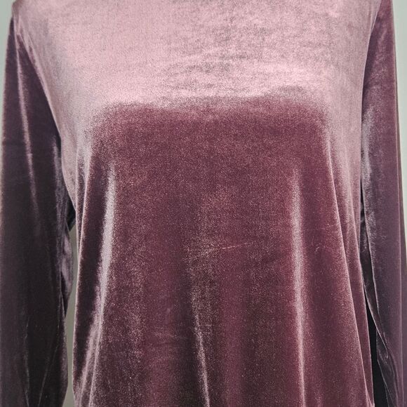 Lauren Ralph Lauren Velvet Peplum Tunic Blouse Women's Large Mauve Pink Buttons - Picture 5 of 13